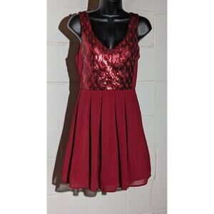 My Michelle Sequin Party Dress Sleeveless Fit and Flare Sheer Overlay Small 5
